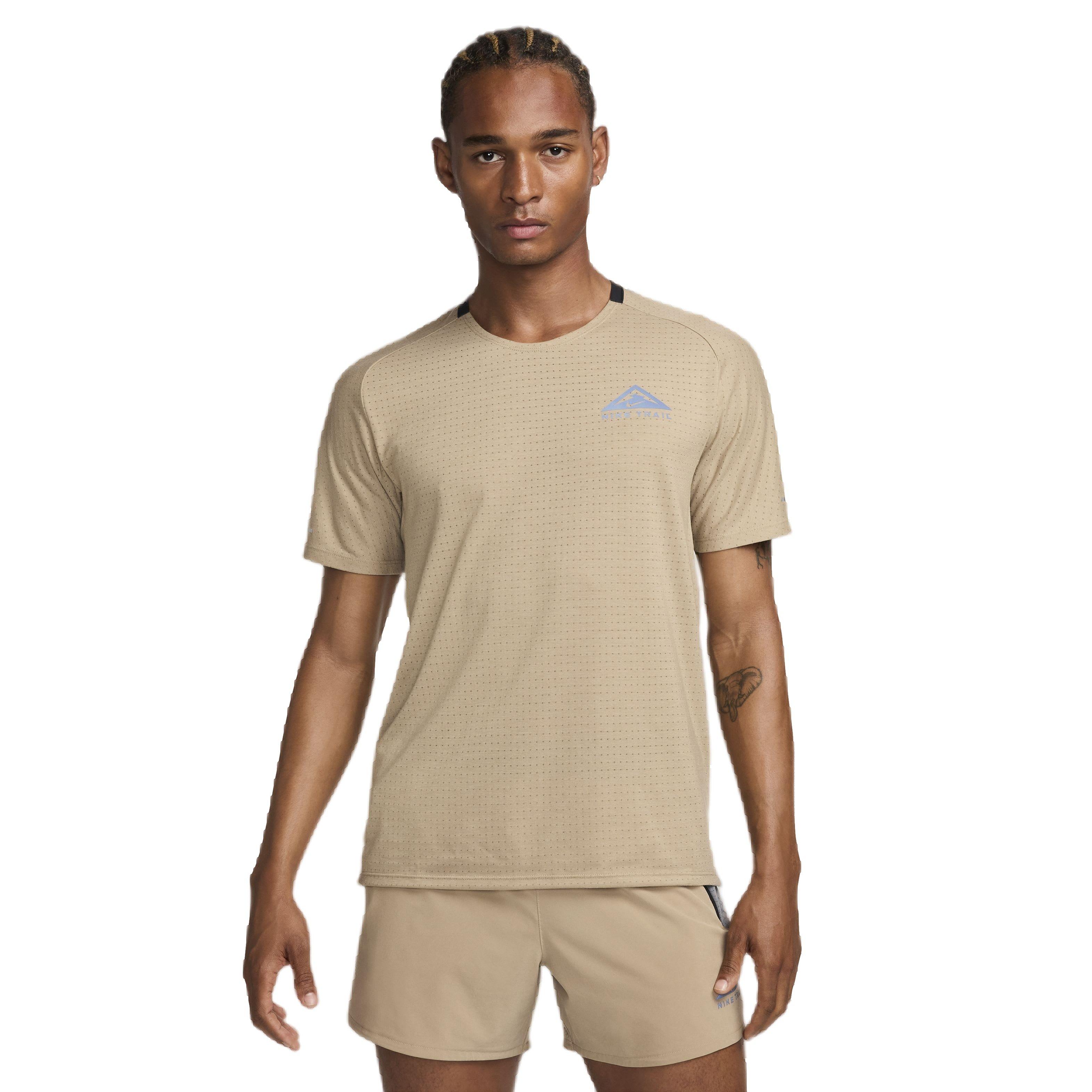 Nike Men's Dri-FIT Solar Chase Short Sleeve Running Top - Brown